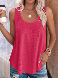 Eyelet Scoop Neck Tank