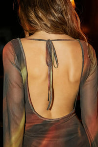 Tie Dye Print Long Sleeve Bodycon Mini Dress