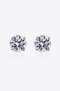 2 Carat Moissanite Rhodium-Plated Stud Earrings