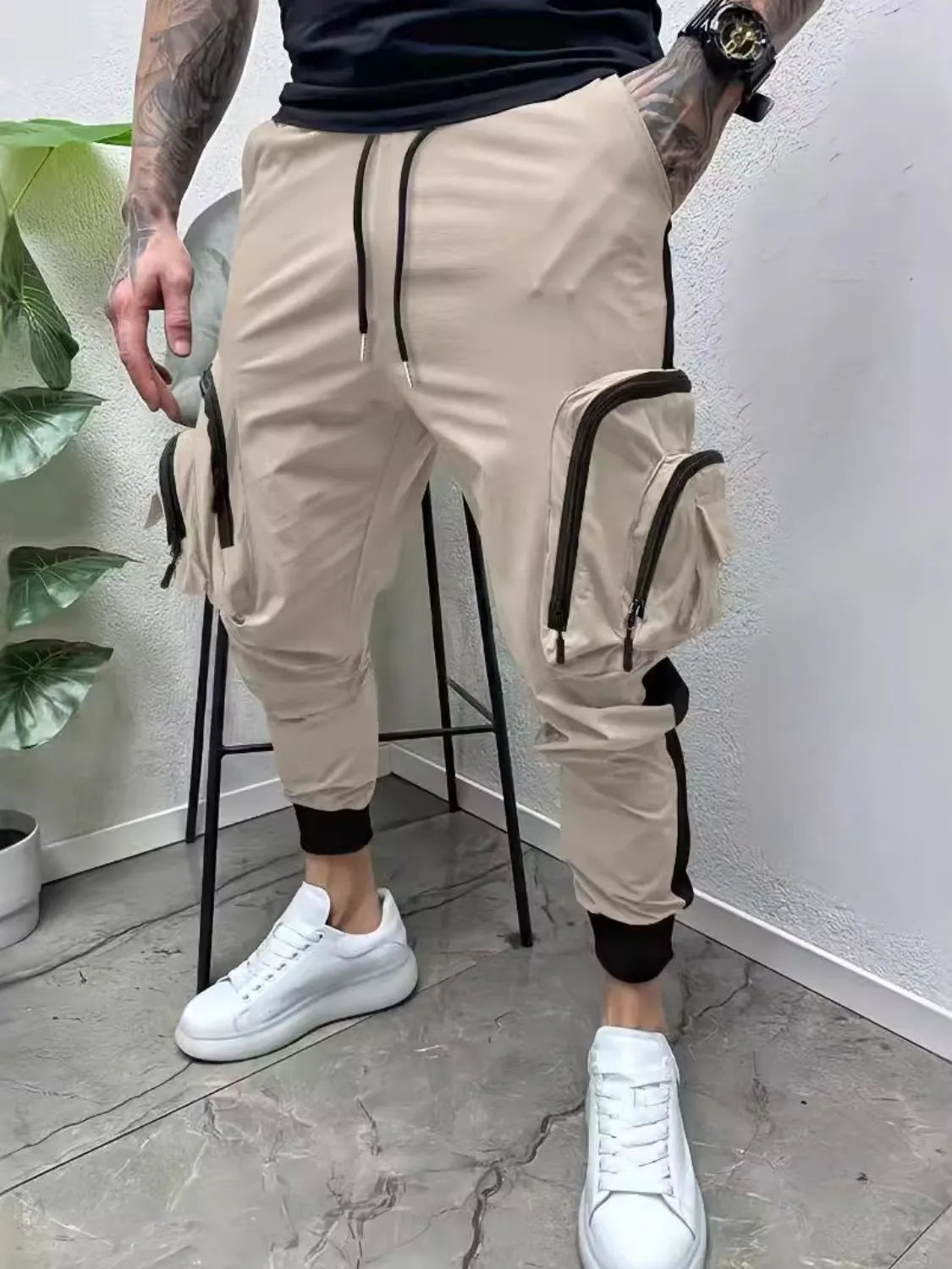 Men's Full Size Drawstring Joggers with Pockets Plus Size