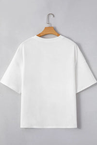 Star Layered Patched Graphic Drop Shoulder Half Sleeve Loose Tee