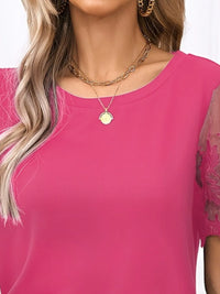 Lace Detail Round Neck Short Sleeve T-Shirt
