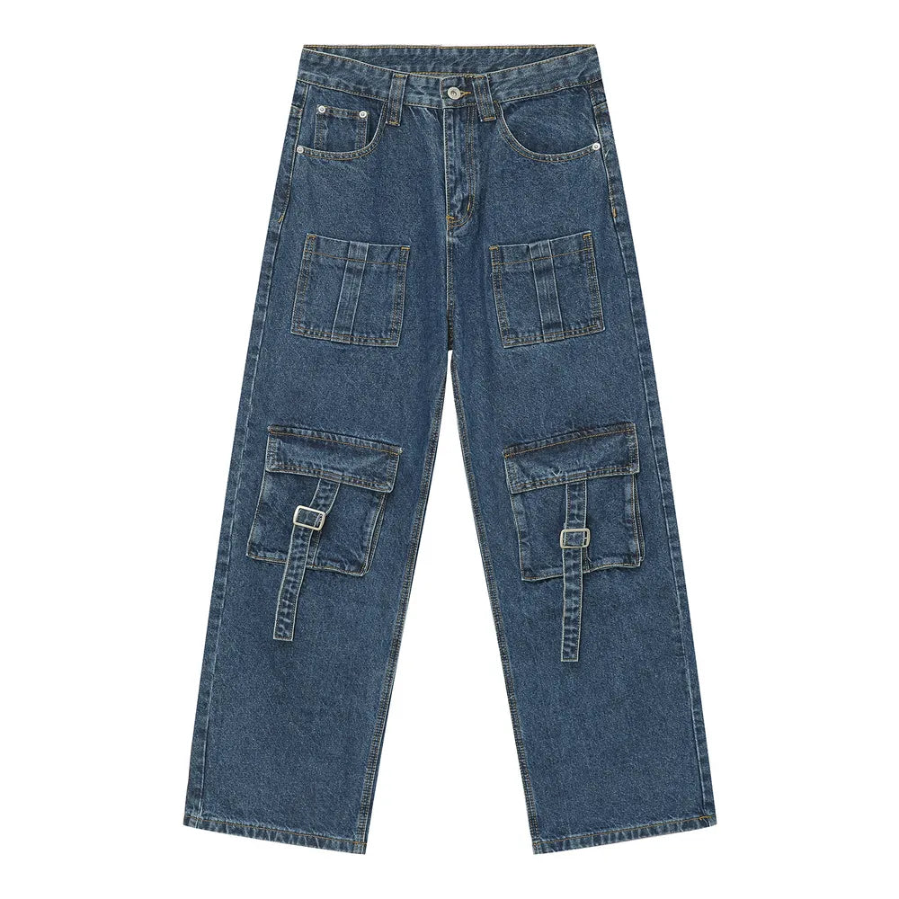 Mid Rise Men's Jeans with Cargo Pockets