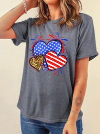 American Heart Graphic Round Neck T Shirt