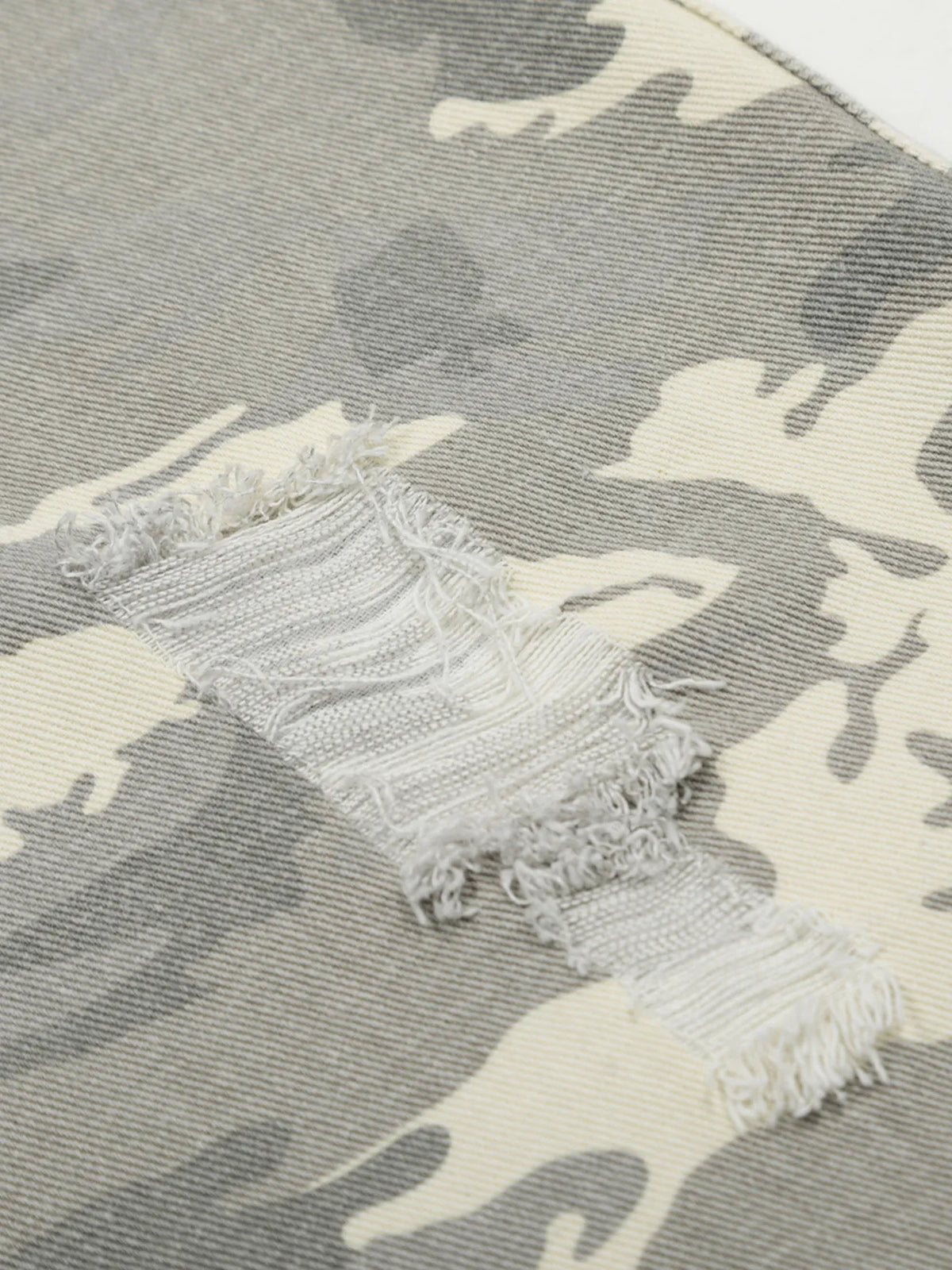 Men's Camouflage Denim Shorts with Raw Hem