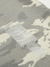 Men's Camouflage Denim Shorts with Raw Hem