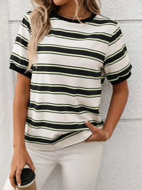 Striped Short Sleeve Crew Neck T-Shirt