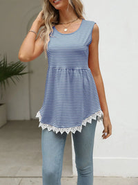 Lace Trim Sleeveless Babydoll Tank Top