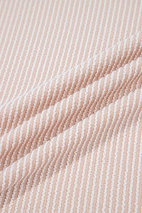 Leopard Trim Round Neck Ribbed T-Shirt