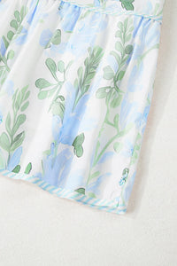 Floral Contrast Edge Layered Short Sleeve Mini Dress