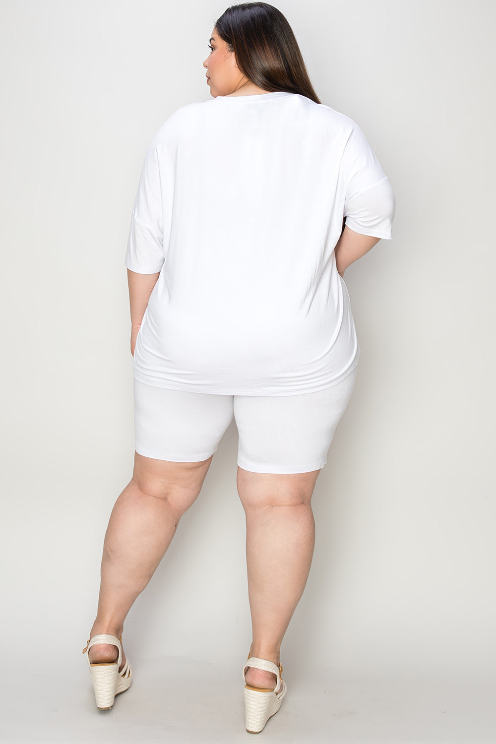 Bamboo Full Size V-Neck Drop Shoulder T-Shirt and Shorts Set