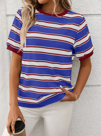 Striped Short Sleeve Crew Neck T-Shirt