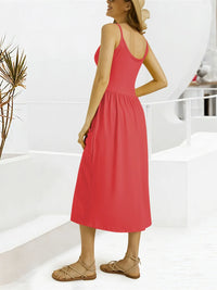 Scoop Neck Midi Dress with Pockets