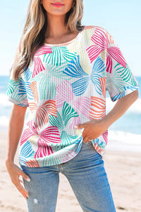 Printed Round Neck Half Sleeve Top