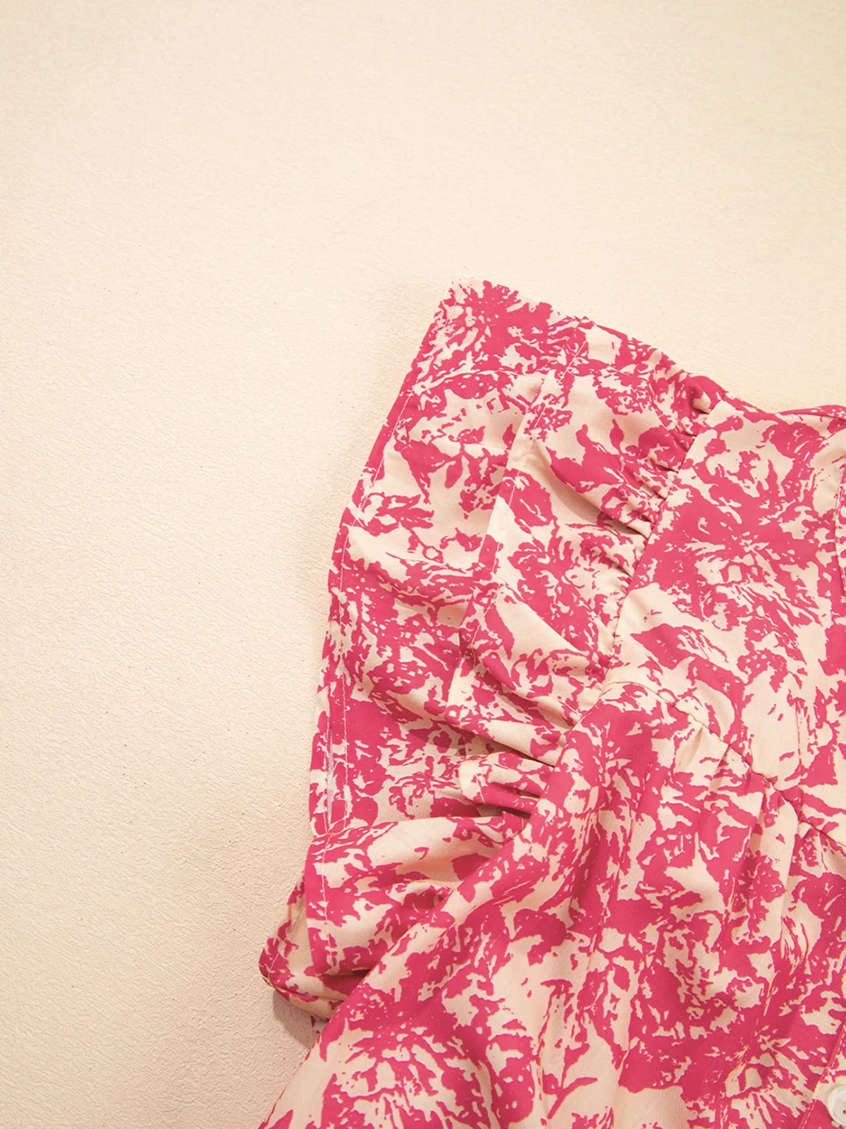 Printed Half Button Neck Ruffle Sleeve Blouse