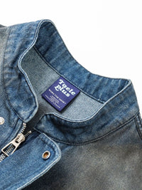 Men's Washed Denim Bomber Jacket