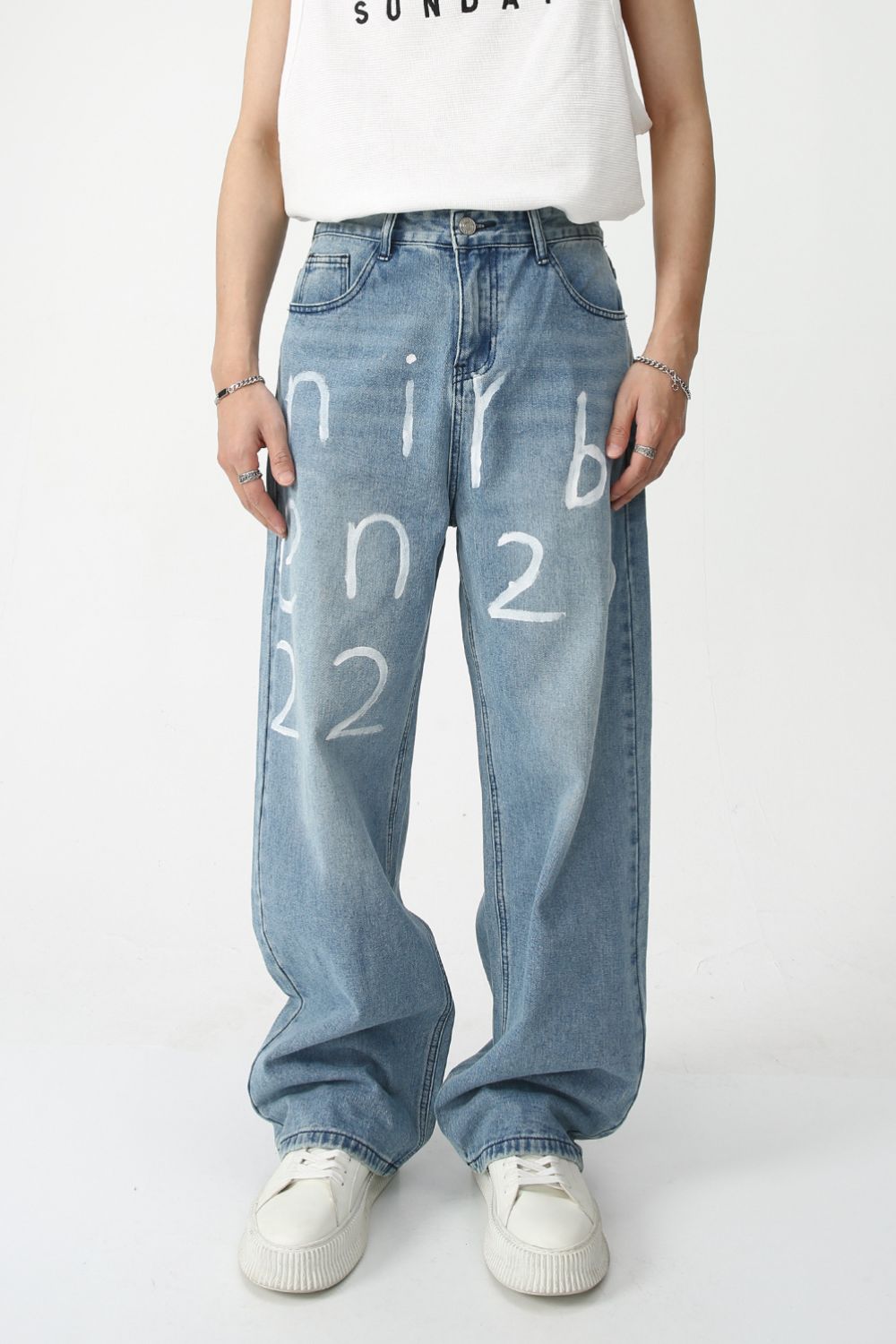 Men's Graffiti Wide Leg Jeans