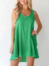 Devine Tied Scoop Neck Wide Strap Mini Dress