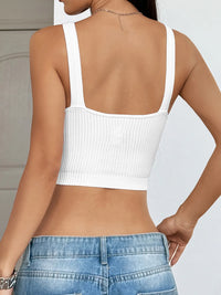 Ribbed Scoop Neck Crop Tank Top