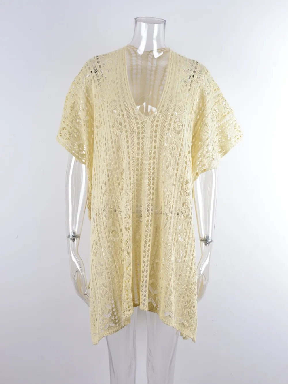 Angel Wings Cutout V-Neck Cover-Up with Tassel