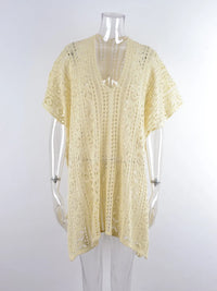 Angel Wings Cutout V-Neck Cover-Up with Tassel