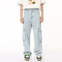 Men's Washed Straight Cargo Jeans