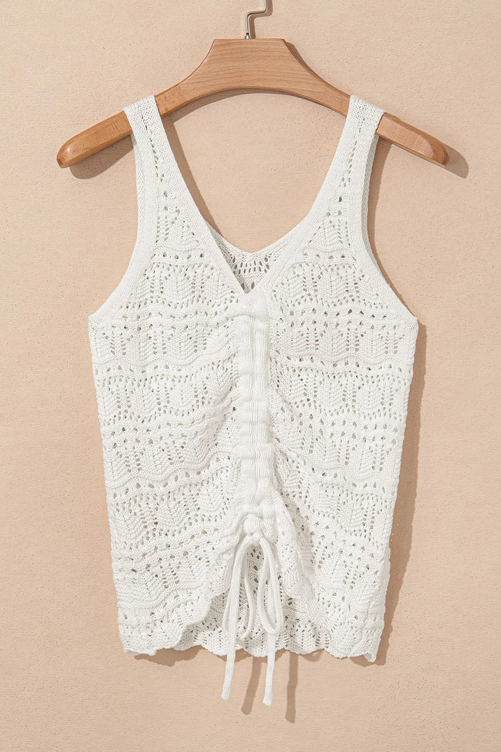 Hollowed Knit V Neck Drawstring Sweater Vest