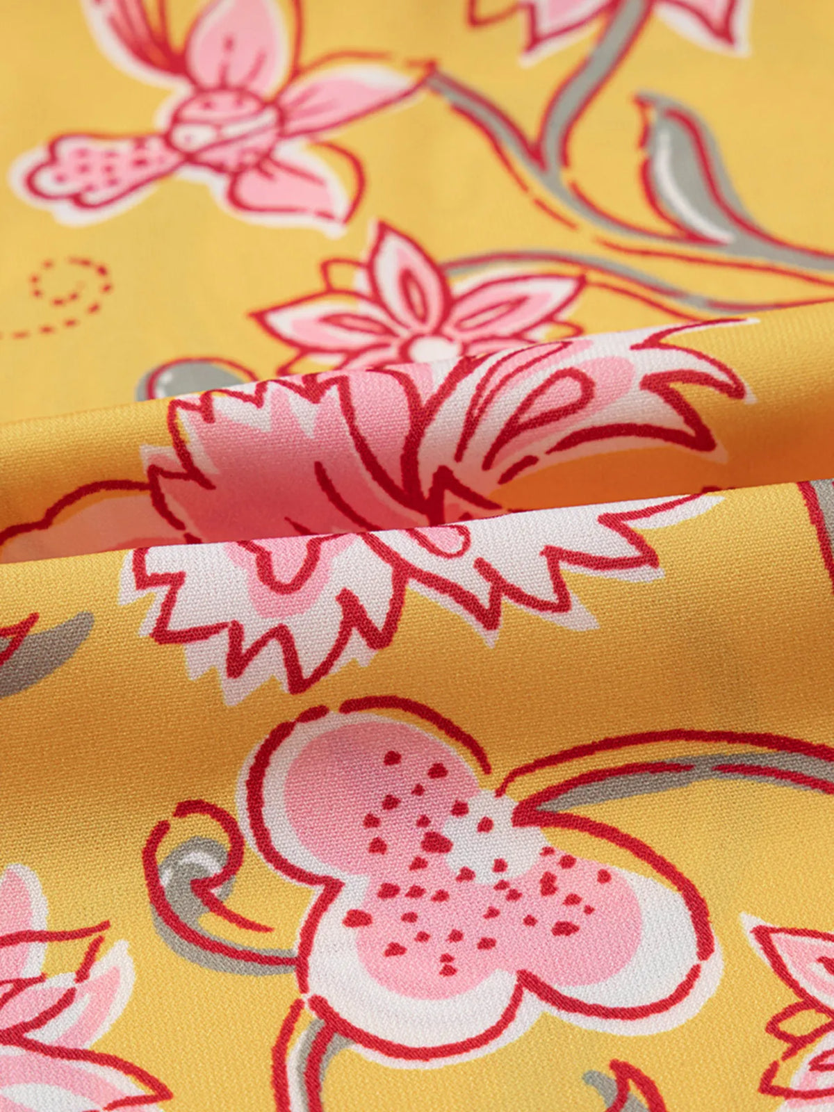 Floral Notched Neck Ruffled Sleeve Casual Blouse