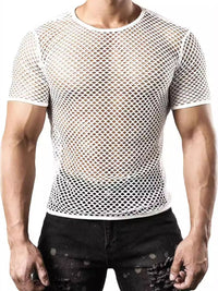 Men's Hollow Out Round Neck Short Sleeve Top