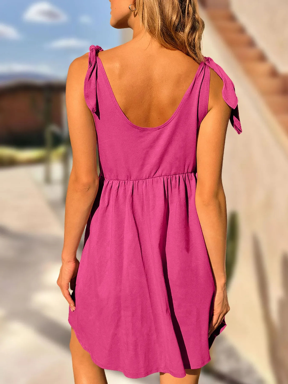 Tie-Shoulder Flowy Tank Dress