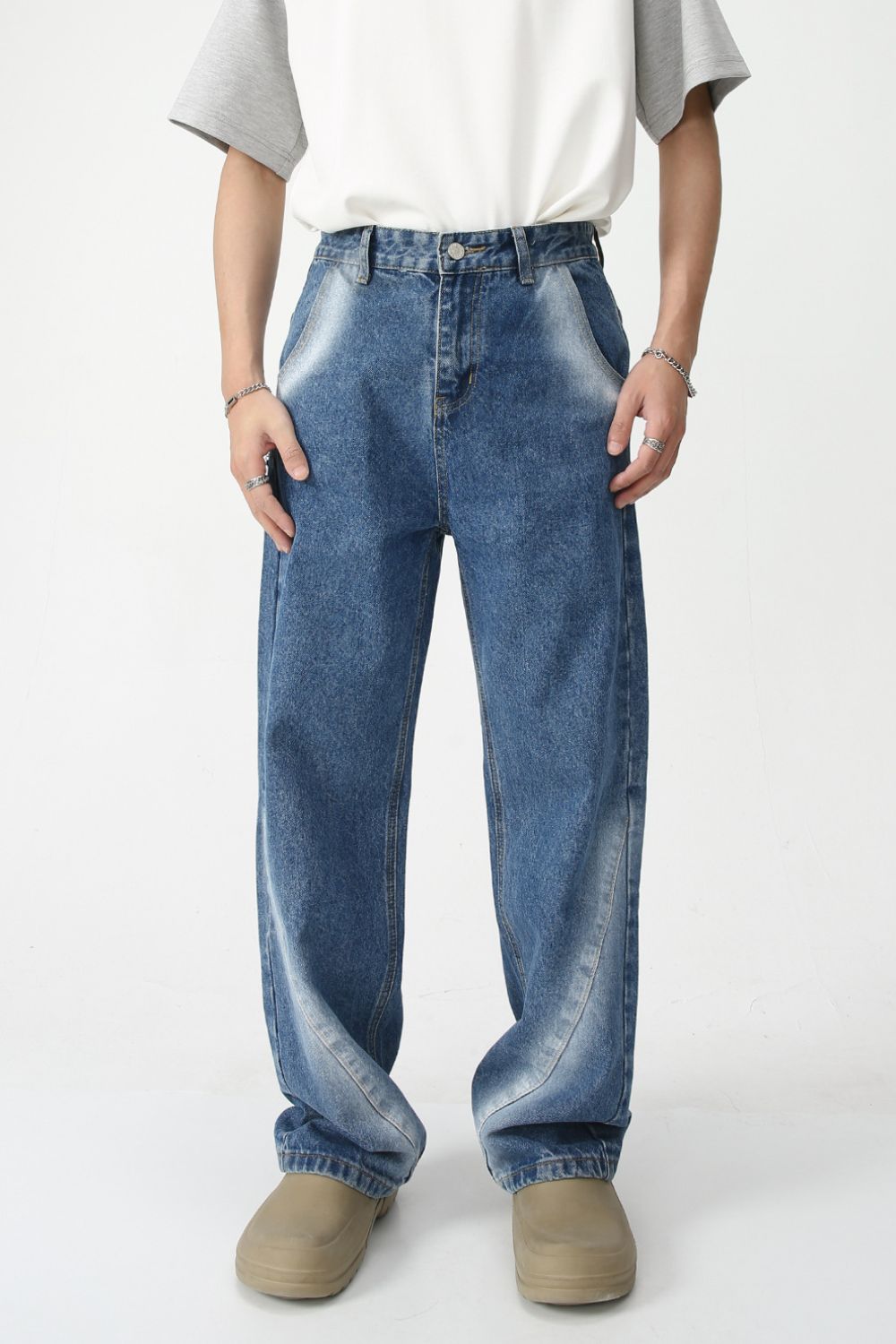 Men's Tie-Dye Washed Straight Leg Jeans