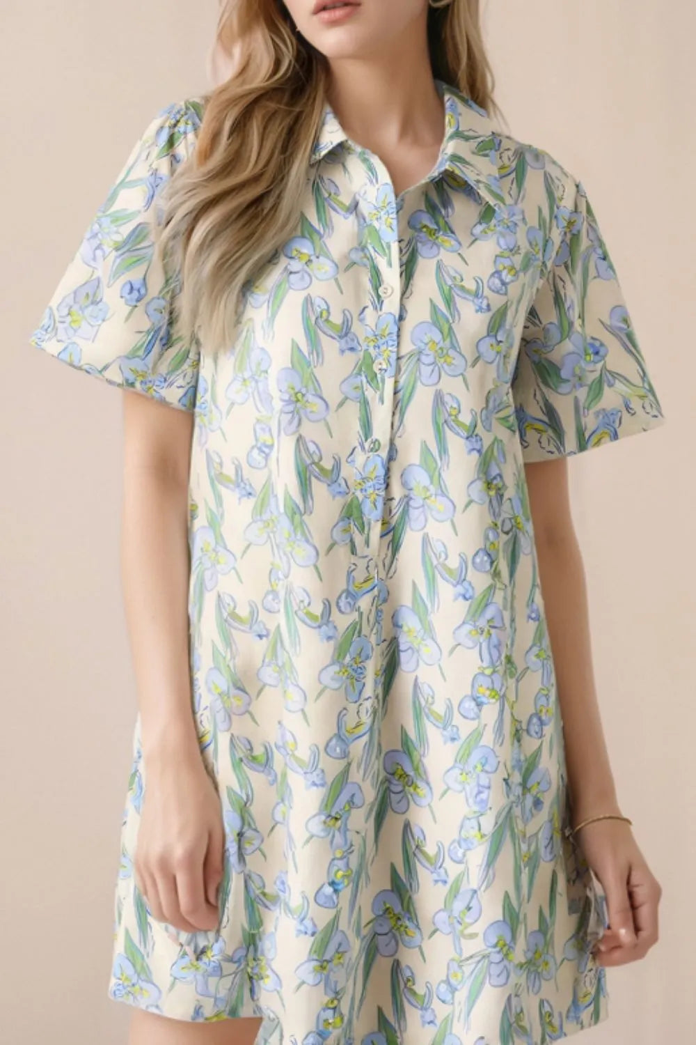 Floral Print Button-Up Shirt Dress