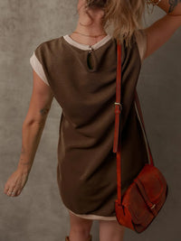 Round Neck Cap Sleeve Mini Dress