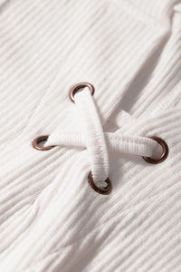 Ribbed Texture Lace Patchwork Short Sleeve Top