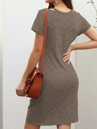 V-Neck Twisted Knot T-Shirt Dress