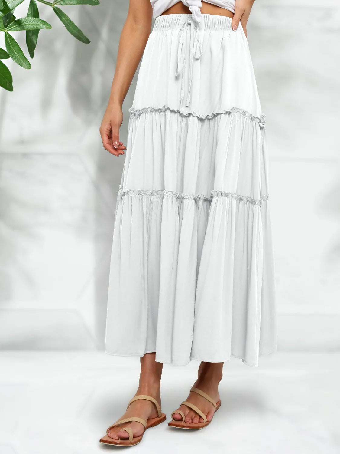 Frill Tiered Midi Skirt