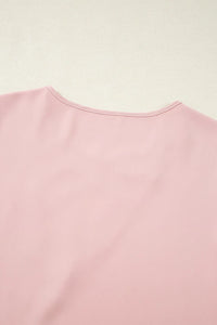 Leopard Jacquard Patchwork Crisscross V Neck Short Sleeve Blouse