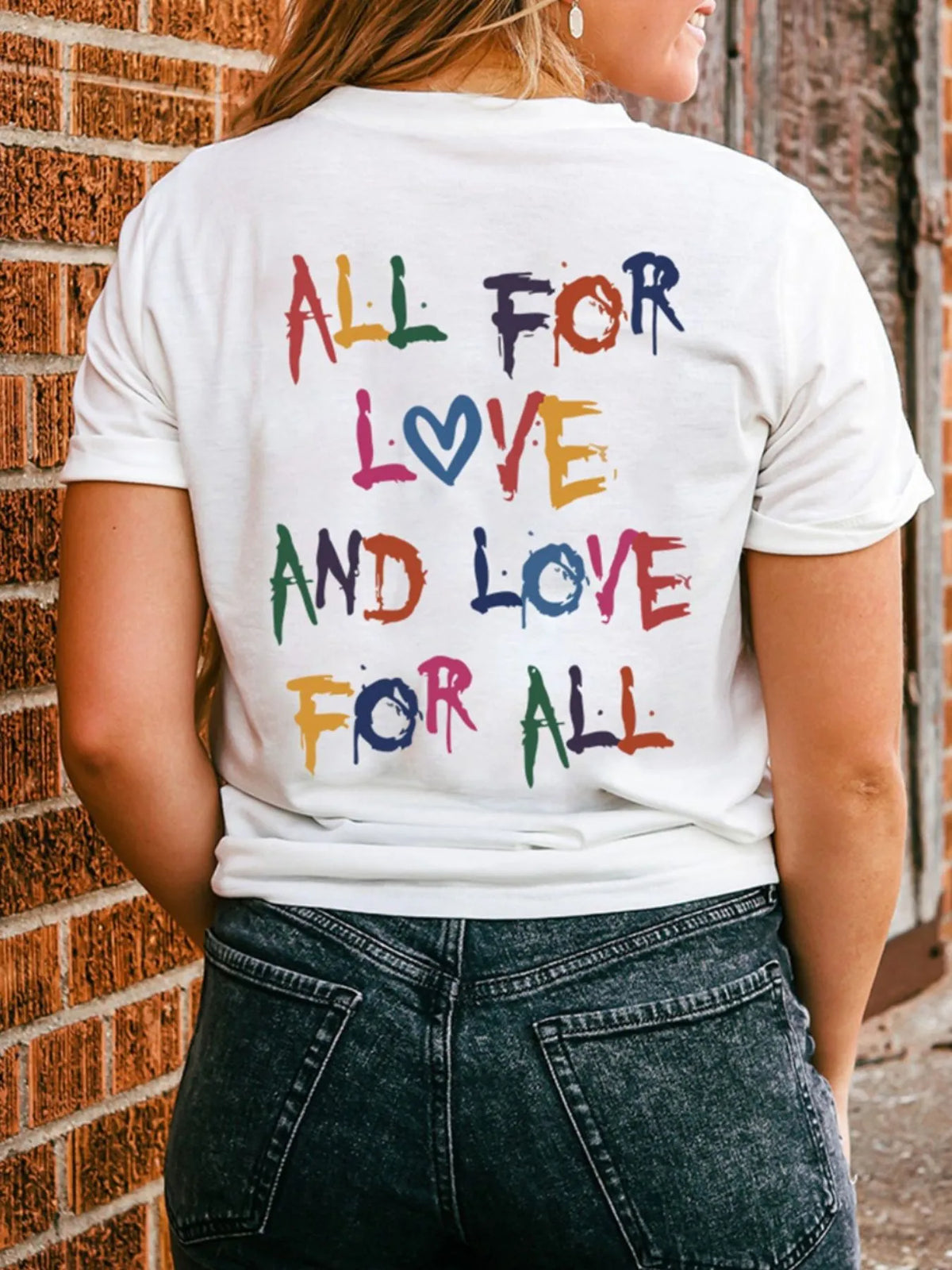 Letter Round Neck Short Sleeve T-Shirt