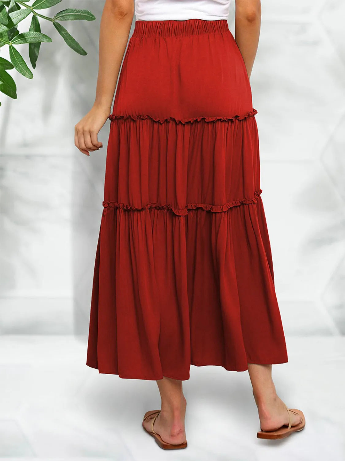 Frill Tiered Midi Skirt