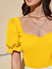 Sweetheart Neck Short Sleeve Top