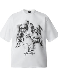 Men's Horse Graphic Oversized T-Shirt