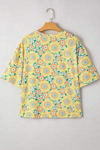 Floral Print Round Neck Oversized T-Shirt