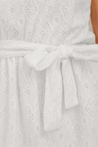 Lace Sleeveless Tied Waist Mini Dress