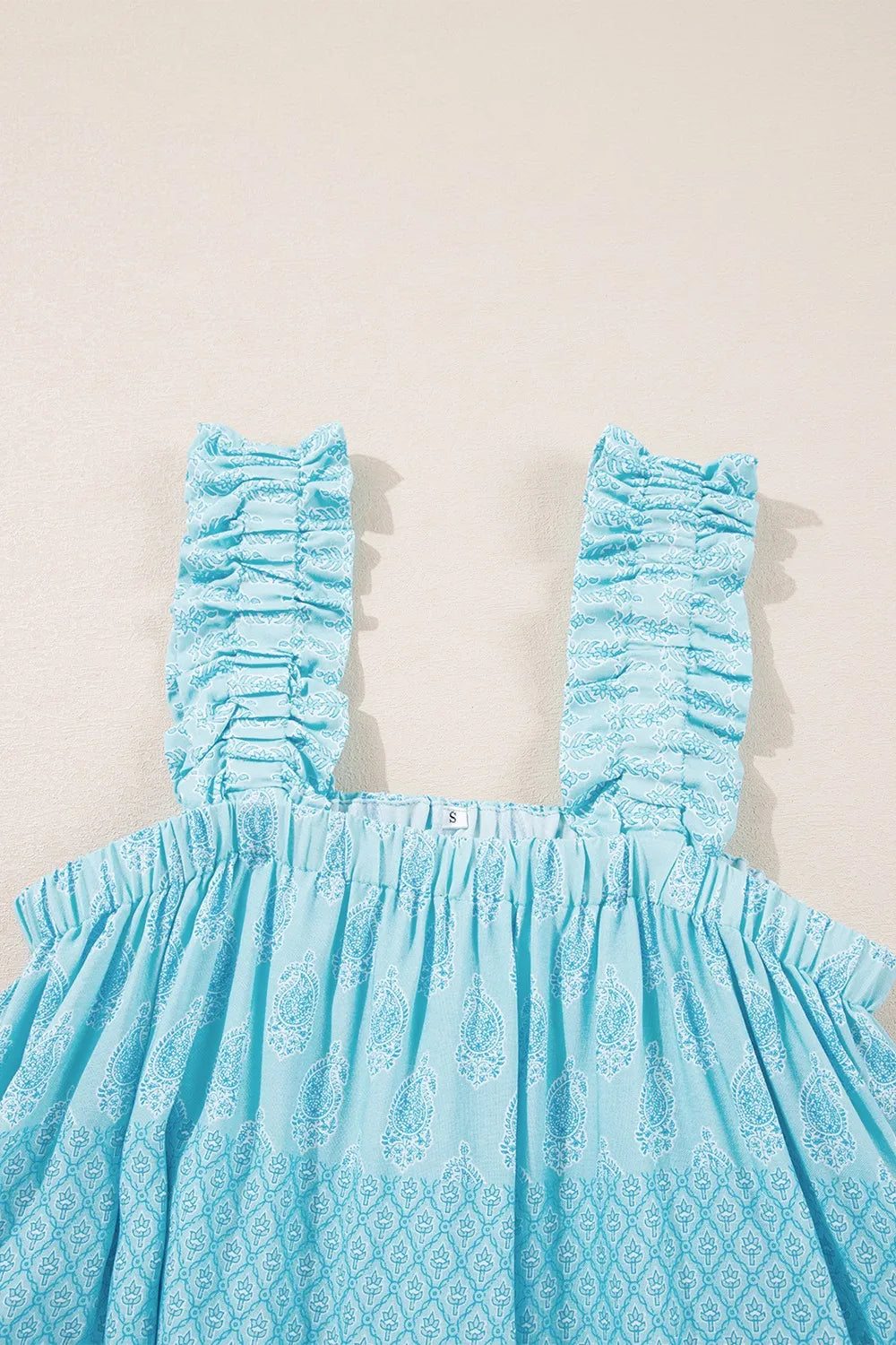 Printed Ruffled Wide Straps Tank