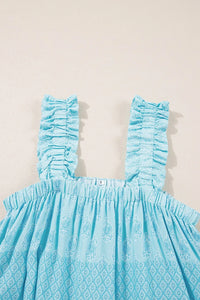 Printed Ruffled Wide Straps Tank