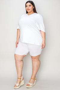 Bamboo Full Size V-Neck Drop Shoulder T-Shirt and Shorts Set