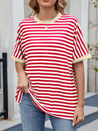 Striped Round Neck Half Sleeve T-Shirt