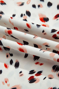 Abstract Print Ruffle Flutter Sleeve Keyhole Back Slim Blouse