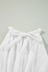 Lace Sleeveless Tied Waist Mini Dress