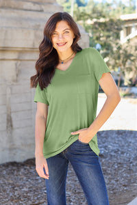 Bamboo Full Size V-Neck Short Sleeve T-Shirt